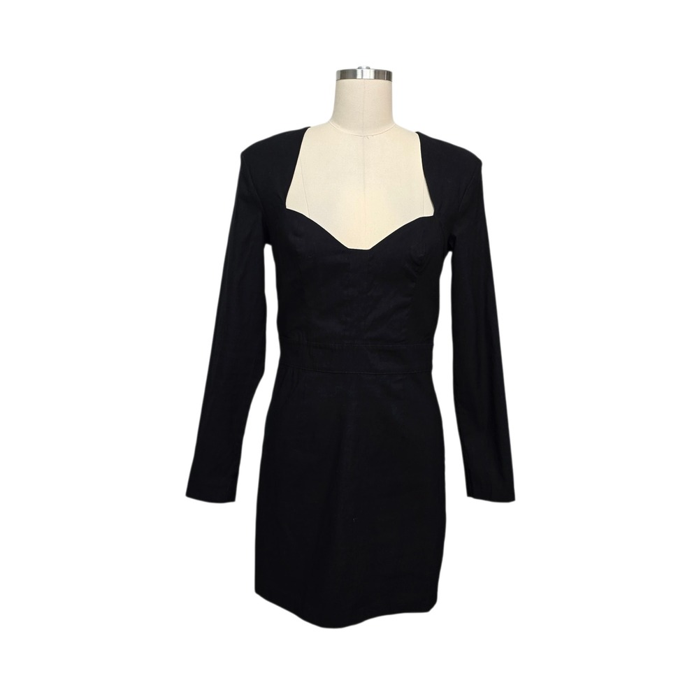 NWT‎ Anthropologie Black Long Sleeve Sweetheart Neck Mini Dress Size 6 Bodycon